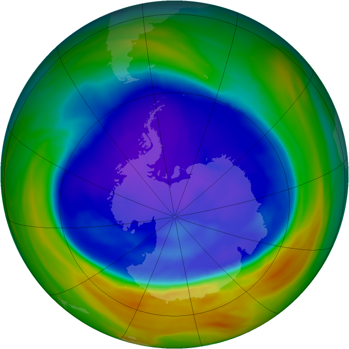 Antarctic ozone map for 11 September 2005